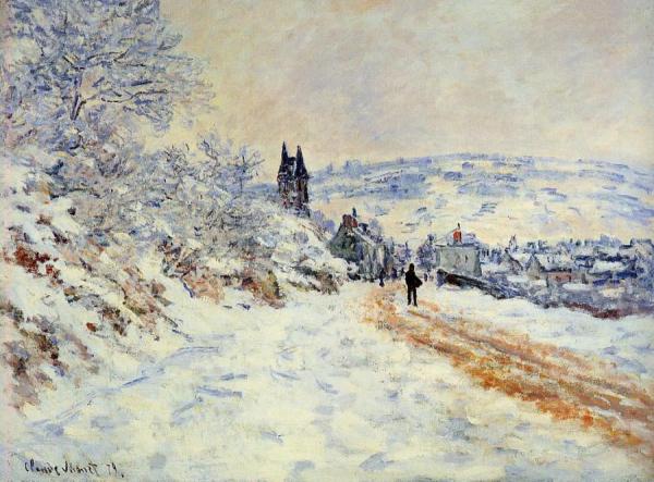 The Road To Vetheuil, Snow Effect by Claude Monet