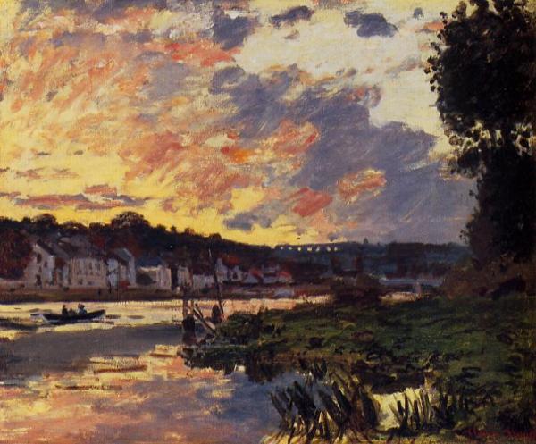 The Seine At Bougeval, Evening by Claude Monet