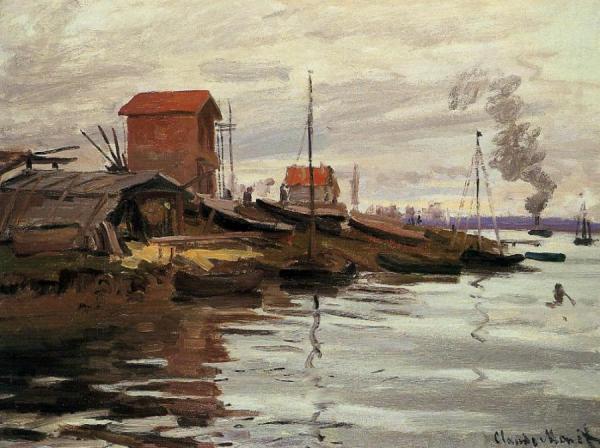 The Seine At Le Petit-gennevilliers by Claude Monet