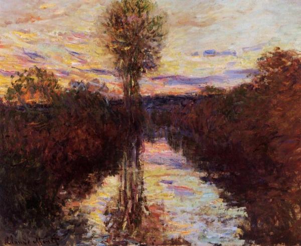 The Small Arm Of The Seine At Mosseaux, Evening by Claude Monet