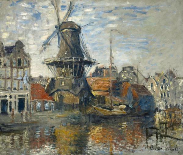 The Windmill On The Onbekende Canal, Amsterdam by Claude Monet