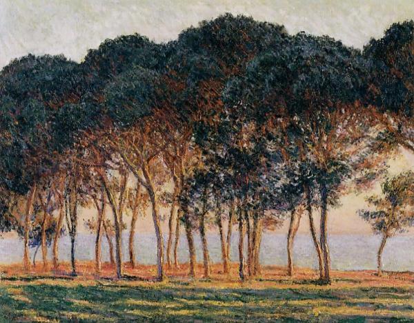 Under The Pine Trees At The End Of The Day by Claude Monet