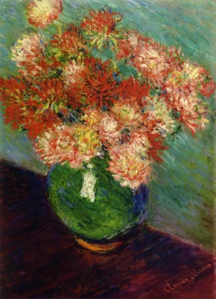 Vase Of Chrysanthemums by Claude Monet