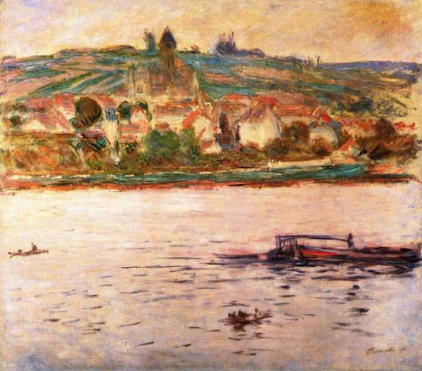 Vetheuil, Barge On The Seine by Claude Monet