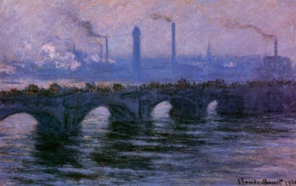 Waterloo Bridge, Overcast Weather by Claude Monet Oil Painting Reproductions