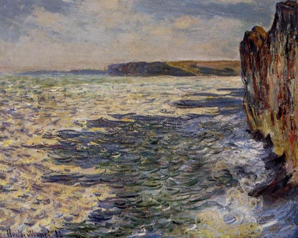 Waves And Rocks At Pourville by Claude Monet