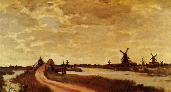 Windmills At Haaldersbroek, Zaandam by Claude Monet Oil Painting Reproductions