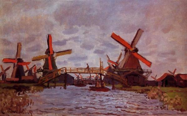 Windmills Near Zaandam by Claude Monet