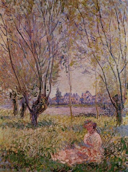 Woman Sitting Under The Willows by Claude Monet