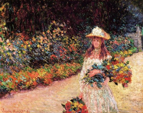 Young Girl In The Garden At Giverny by Claude Monet