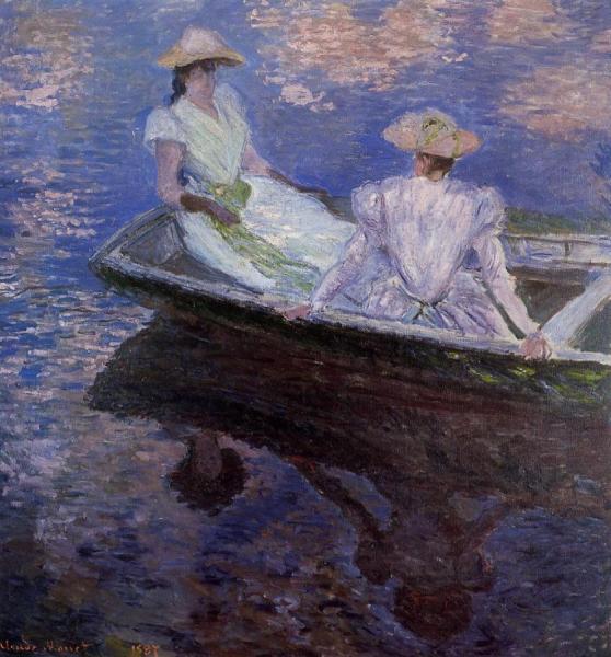 Young Girls In A Row Boat by Claude Monet