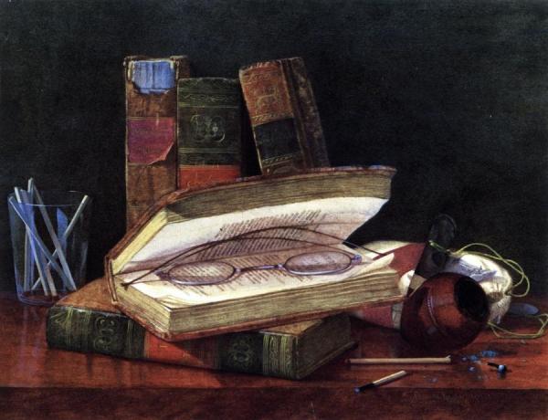 Still Life With Books And Spectacles by Claude Raguet Hirst