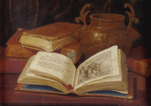 Still Life With Books And Vase by Claude Raguet Hirst