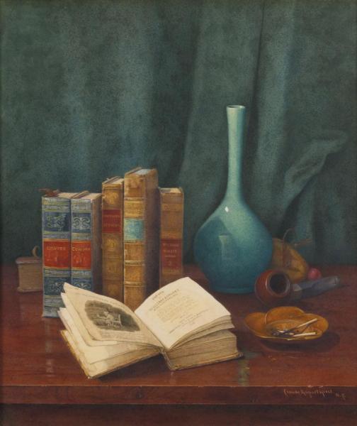 Still Life With Poems By Cowper by Claude Raguet Hirst