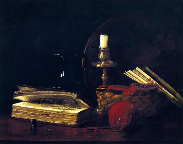 Still Life With Sewing Basket by Claude Raguet Hirst Oil Painting Reproductions