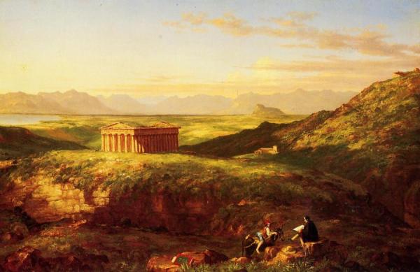 The Temple Of Segesta With The Artist Sketching by Clement Pujol De Gustavino