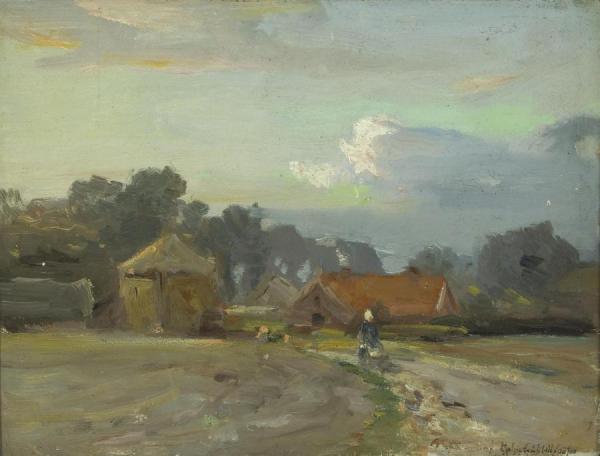 Figure On A Path To A Village by Colin Campbell Cooper