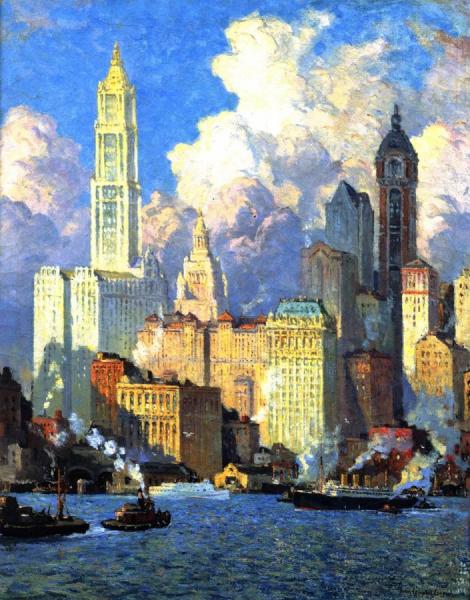 Hudson River Waterfront by Colin Campbell Cooper