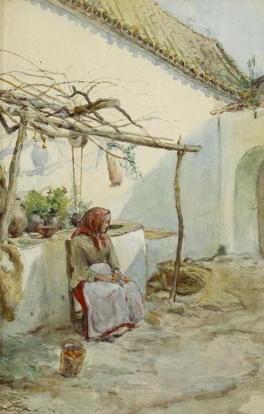 Lady Seated Near A Well,1890 by Colin Campbell Cooper