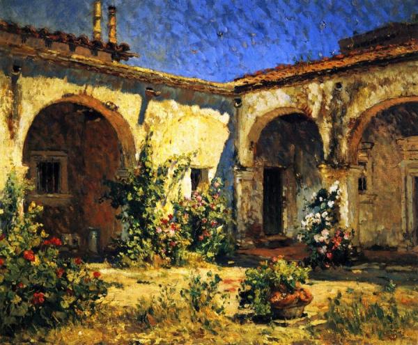 Mission Courtyard (san Juan Capistrano) by Colin Campbell Cooper