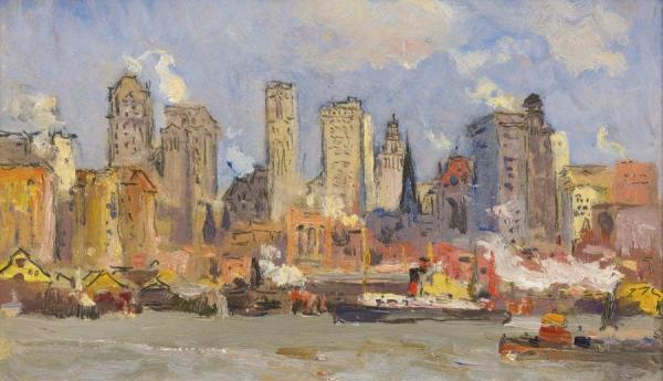 New York From The Pennsylvania Railroad Ferry by Colin Campbell Cooper