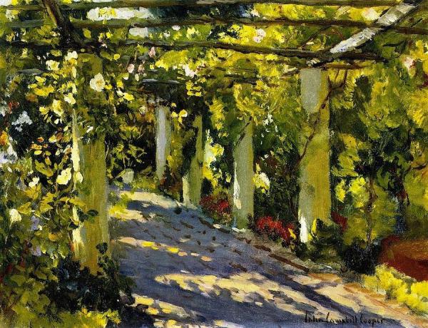 Sun Dapples Garden With Trellis by Colin Campbell Cooper