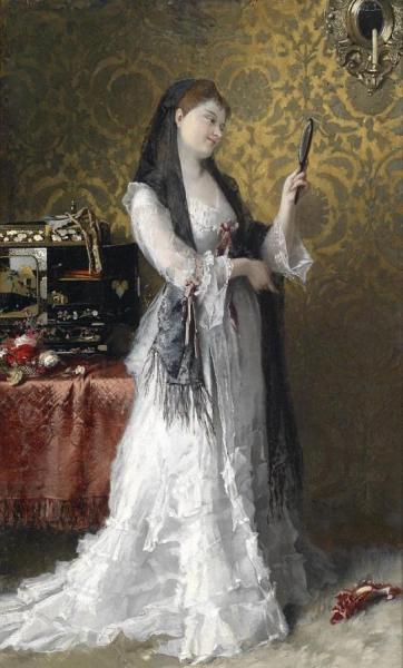A Lady In Her Boudoir by Conrad Kiesel