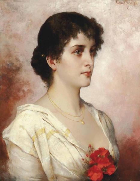 A Young Beauty by Conrad Kiesel Oil Painting Reproductions