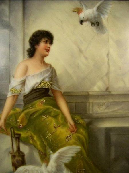 Conrad Kiesel Girl With Parrot And Dove
