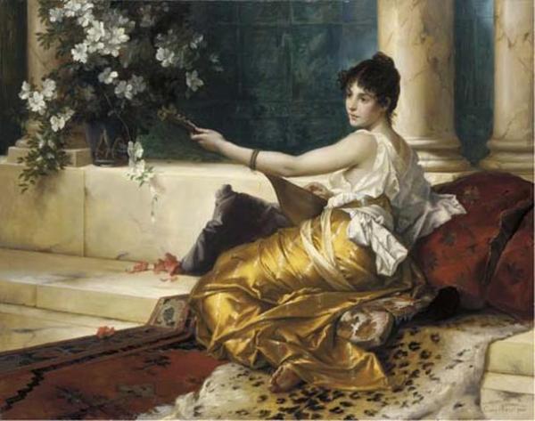 The Mandolin Player by Conrad Kiesel Oil Painting Reproductions