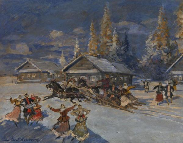 Festivities In The Village by Constantin Alexeevich Korovin
