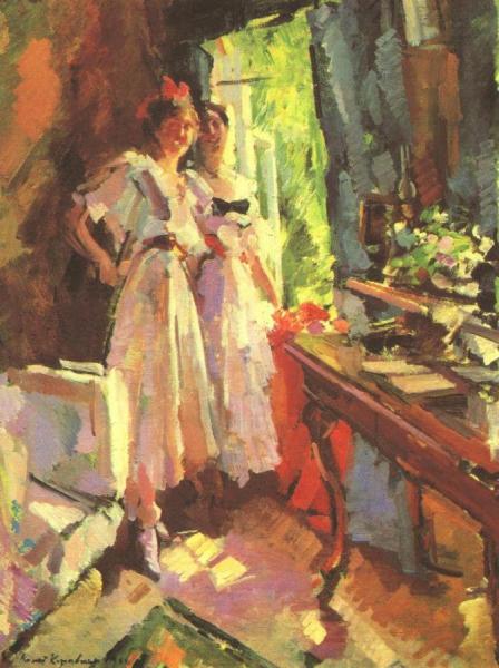 In Front Of The Open Window by Constantin Alexeevich Korovin
