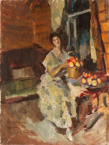 Lady With Apples by Constantin Alexeevich Korovin