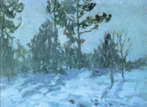 Moonlit Night, Winter by Constantin Alexeevich Korovin