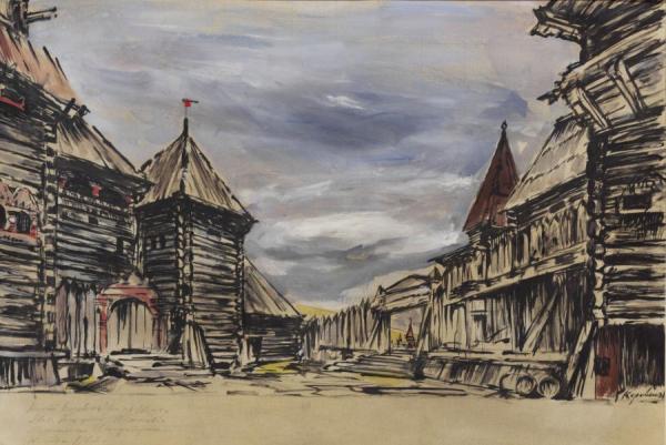 Stage Design For Knyaz Igor, Mariinsky Theatre by Constantin Alexeevich Korovin