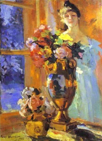 Still Life With Z. Pertseva's Portrait by Constantin Alexeevich Korovin