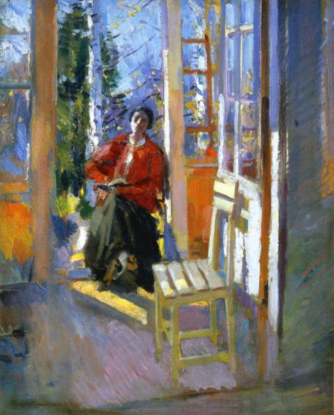 Woman Reading On The Terrace by Constantin Alexeevich Korovin