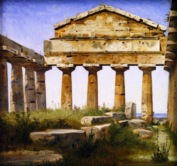 Constantin Hansen The Temple Of Athena At Paestum