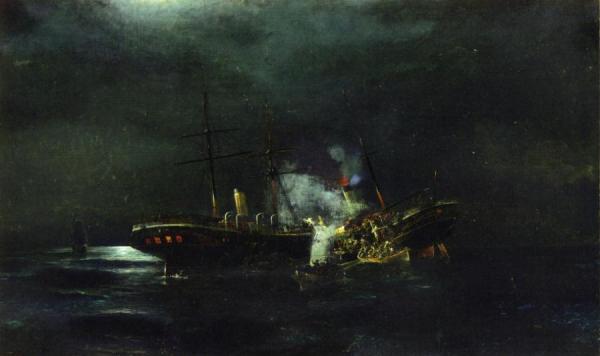 The Rescue From The Collision Of Two Passenger Ships by Constantinos Volanakis