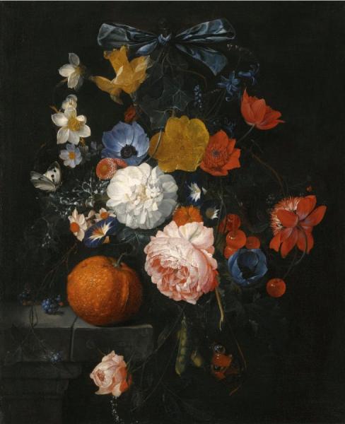 Cornelis De Heem A Still Life With Roses, Daffodils, Bluebells And Other Flowers, Etc.