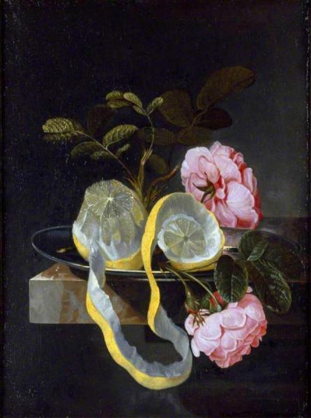 Still Life With A Lemon And Pink Roses by Cornelis Kick Oil Painting Reproductions