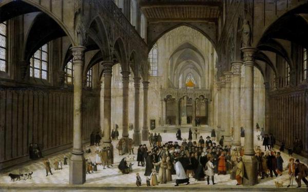 Church Interior With Christ Preaching To A Crowd by Cornelis Van Dalem Oil Painting Reproductions