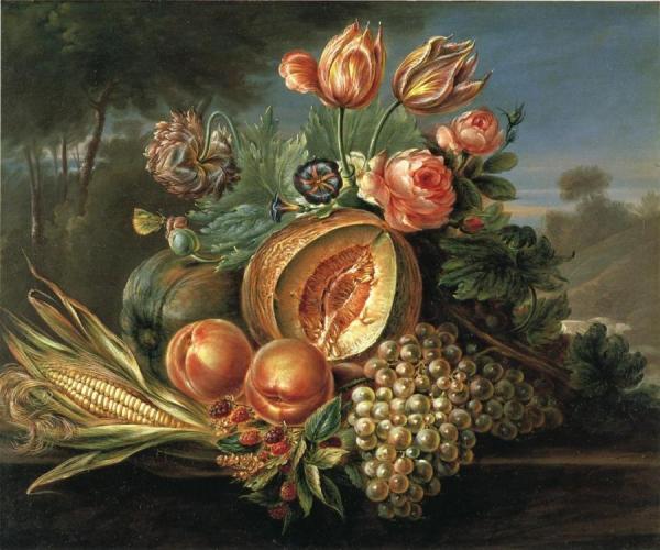 Still Life With Fruit And Flowers by Cornelius De Beet