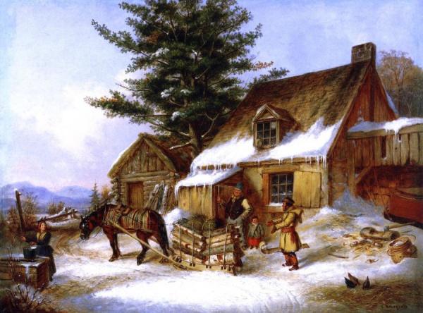 Bargaining For A Load Of Wood by Cornelius Krieghoff