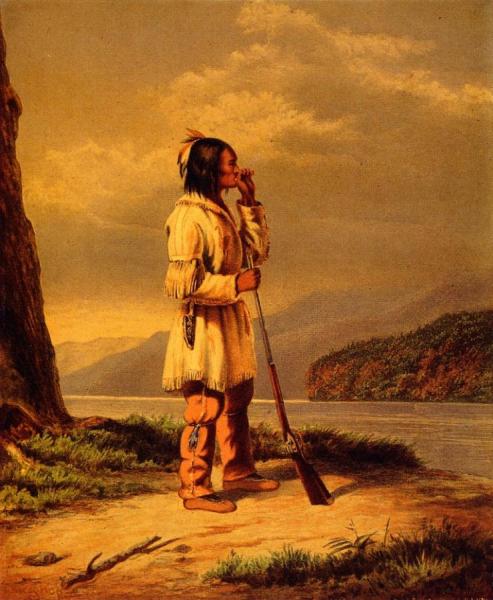 Calling Moose, "huron" Indian by Cornelius Krieghoff