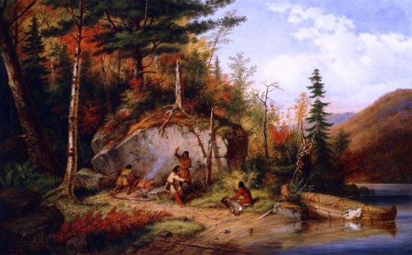 Canadian Autumn, View On The Road To Lake St. John by Cornelius Krieghoff