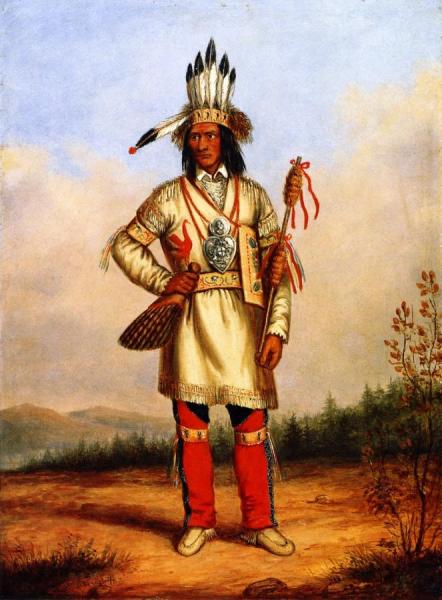 Chief Tanaghte, Delegate To Lord Elgin At Montreal by Cornelius Krieghoff