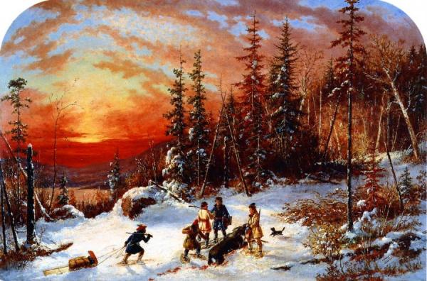 Cornelius Krieghoff Death Of The Moose At Sunset, Lake Famine South Of Quebec