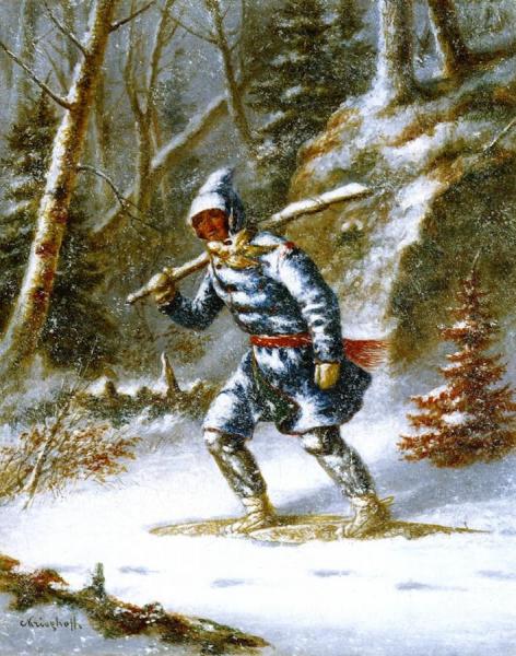Hunter In A Blizzard by Cornelius Krieghoff