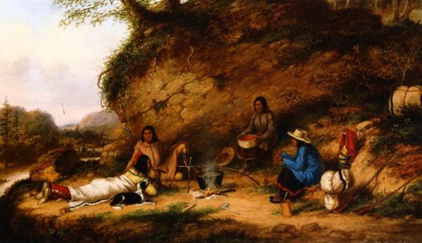 Indian Encampment At Big Rock by Cornelius Krieghoff